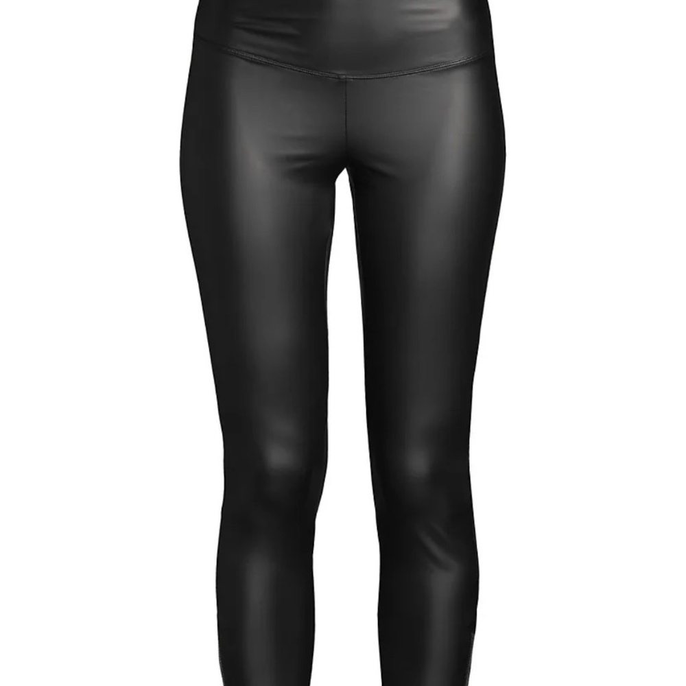 Faux Leather Shaping Leggings with Side Zip | Black | Size XS